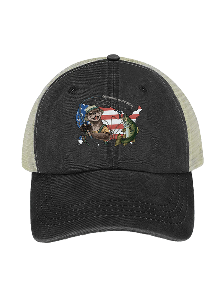Otter vs Bass Unisex Vintage Washed Meshback Hat