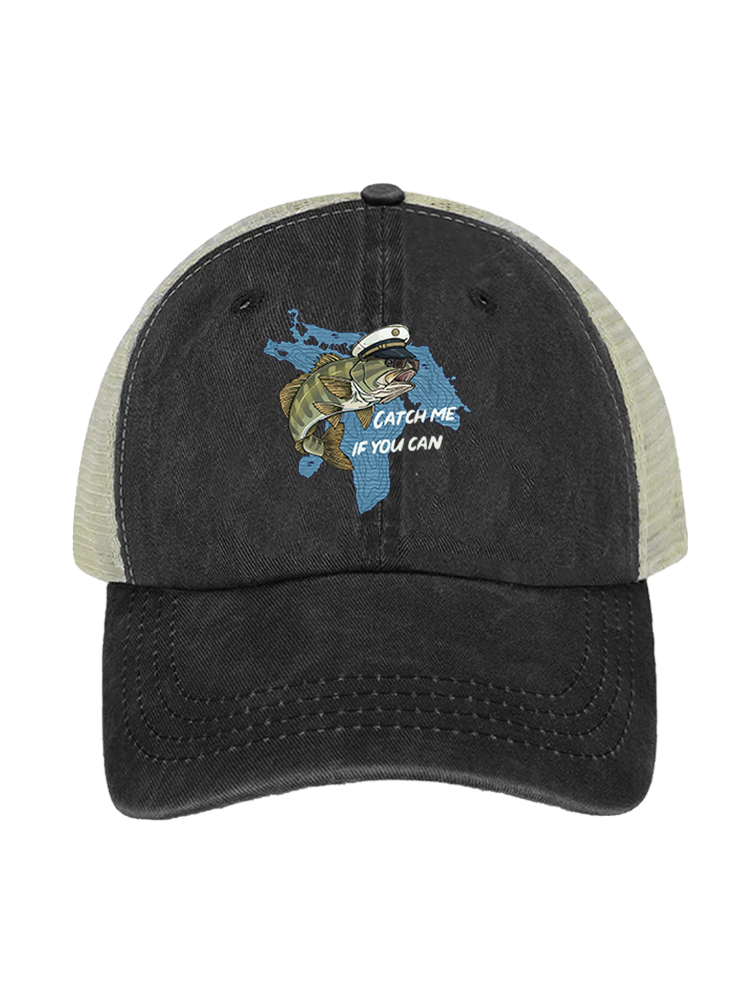 Catch Me If You Can Unisex Vintage Washed Meshback Hat