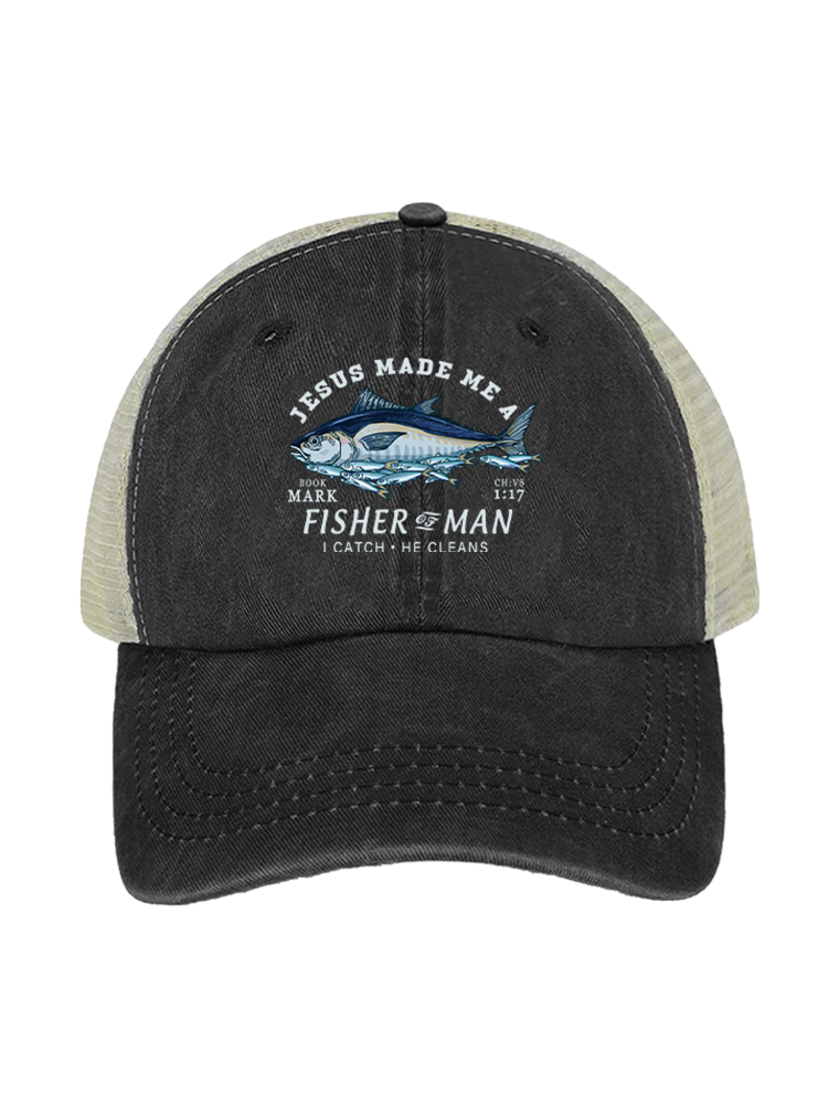 Matthew 4:19 God's Capture Unisex Vintage Washed Meshback Hat