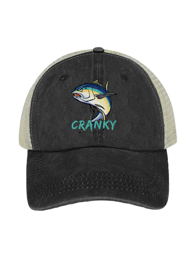 Ocean's Feisty Cranky Tuna Unisex Vintage Washed Meshback Hat