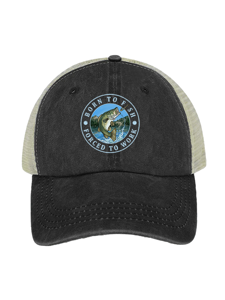 Born to Fish Unisex Vintage Washed Meshback Hat