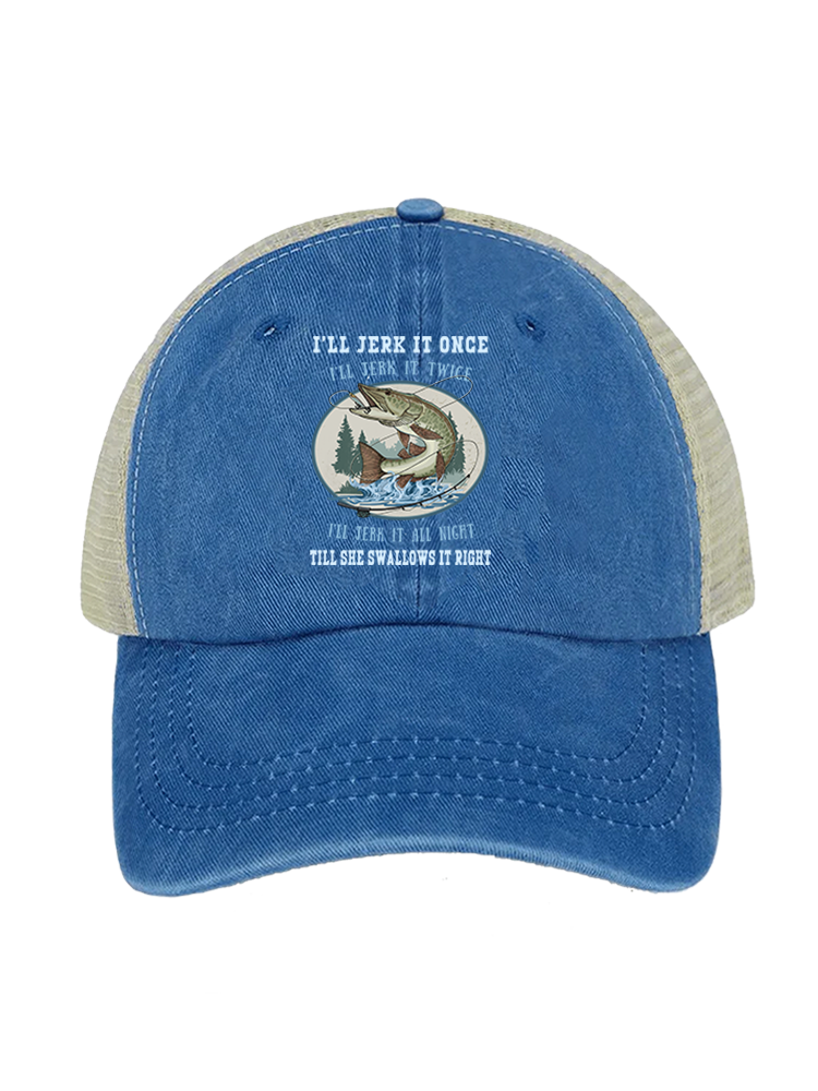 Muskie Madness Jerk and Reel Unisex Vintage Washed Meshback Hat