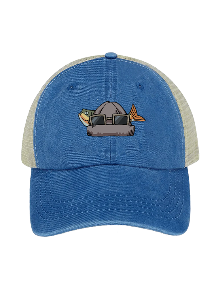 Fishing Make Me Feel Alive Unisex Vintage Washed Meshback Hat