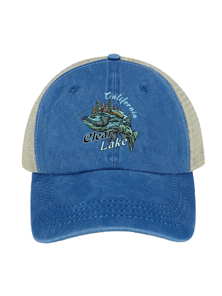 Reel Moments at Clear Lake Unisex Vintage Washed Meshback Hat