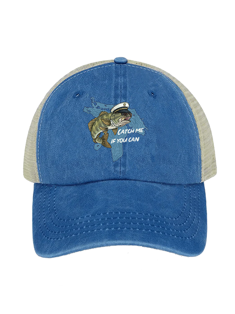 Catch Me If You Can Unisex Vintage Washed Meshback Hat