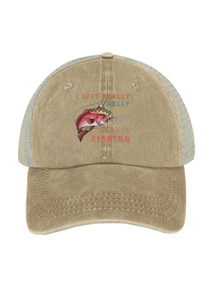 Red Snapper Fiesta Unisex Vintage Washed Meshback Hat
