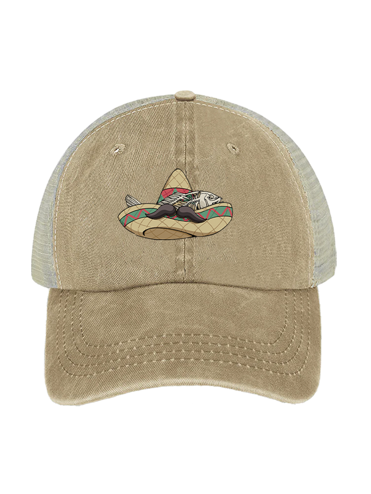 Red Snapper Fiesta Unisex Vintage Washed Meshback Hat