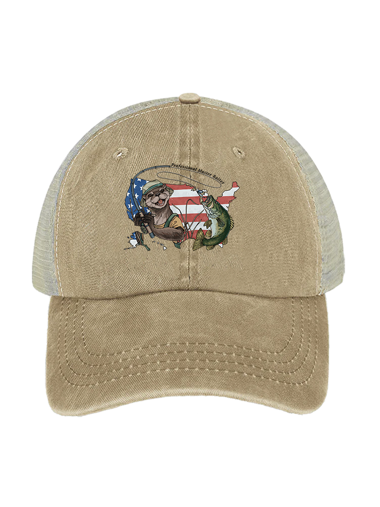 Otter vs Bass Unisex Vintage Washed Meshback Hat