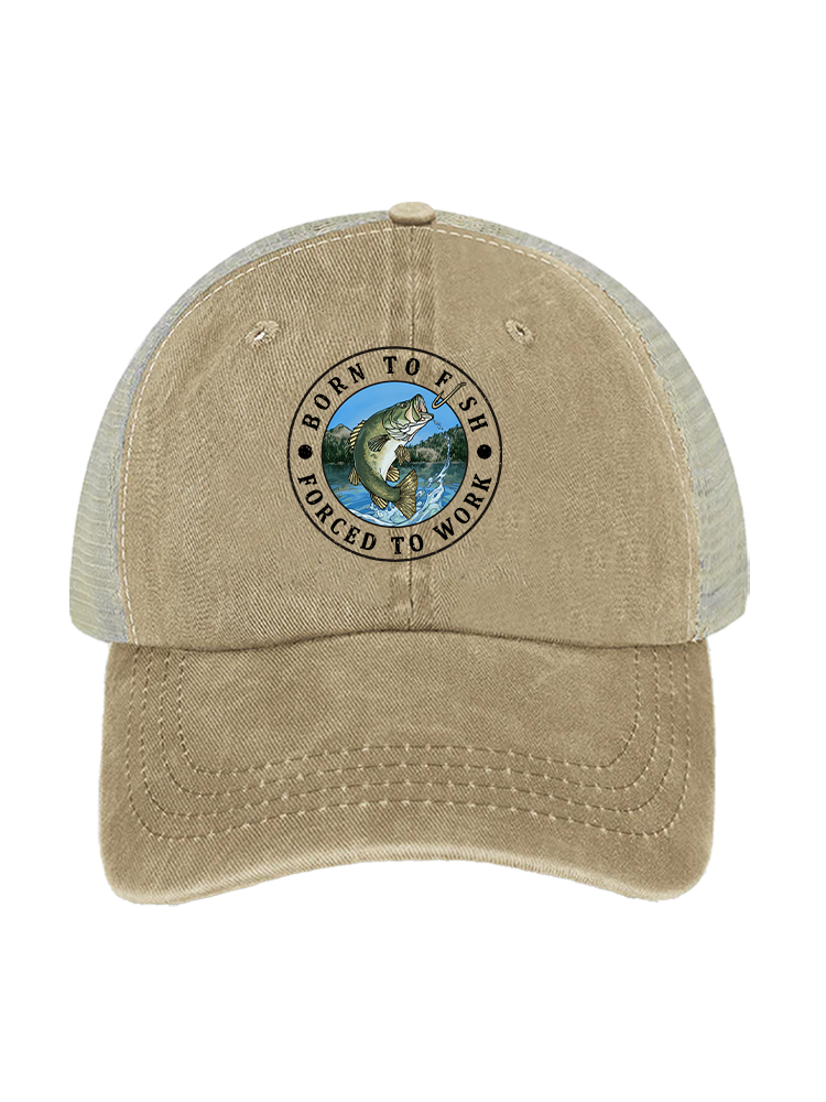 Born to Fish Unisex Vintage Washed Meshback Hat