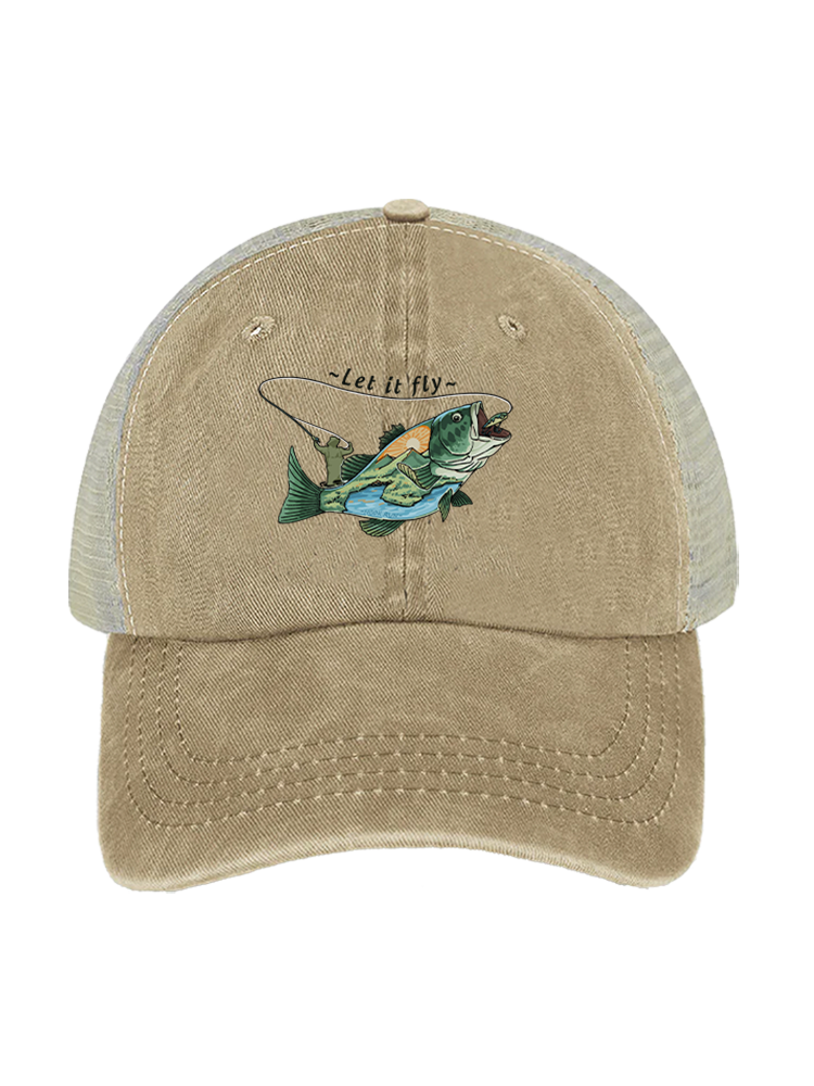 Let It Fly to Freedom Unisex Vintage Washed Meshback Hat