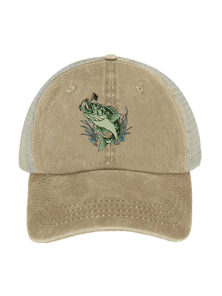 There's Always A Bigger Fish Unisex Vintage Washed Meshback Hat