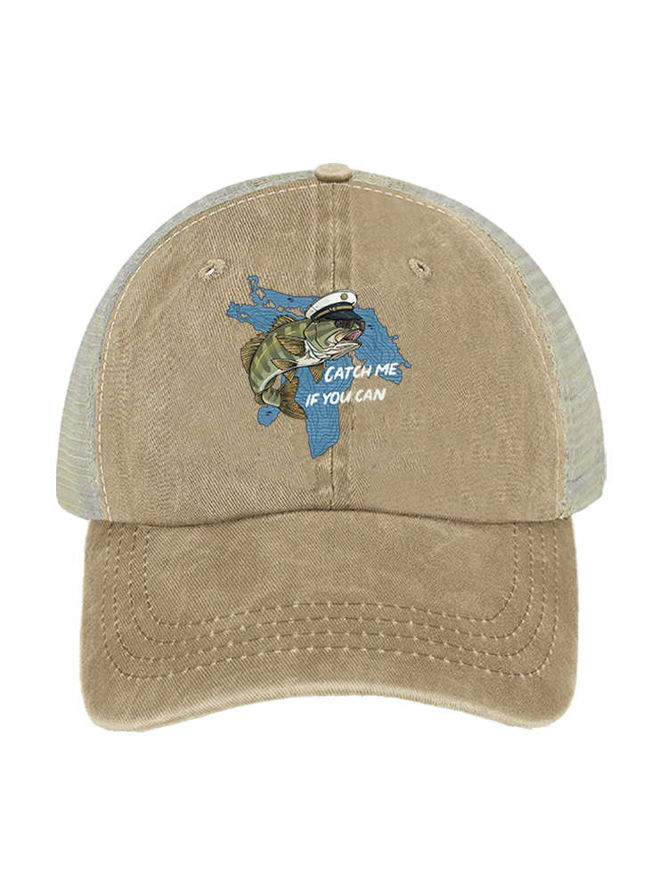 Catch Me If You Can Unisex Vintage Washed Meshback Hat