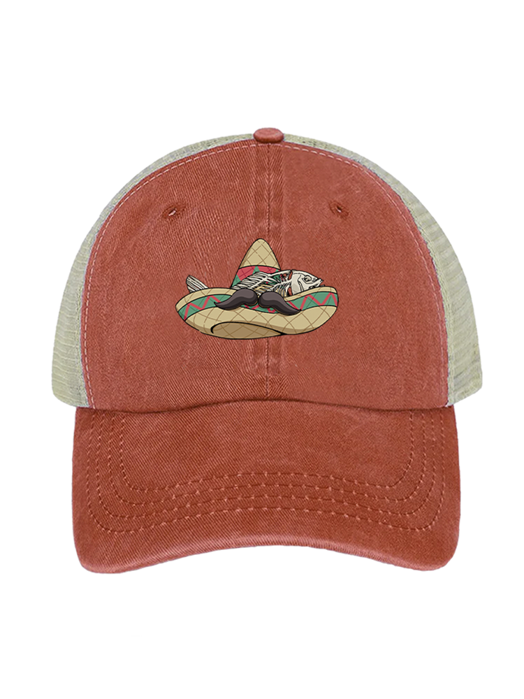 Red Snapper Fiesta Unisex Vintage Washed Meshback Hat