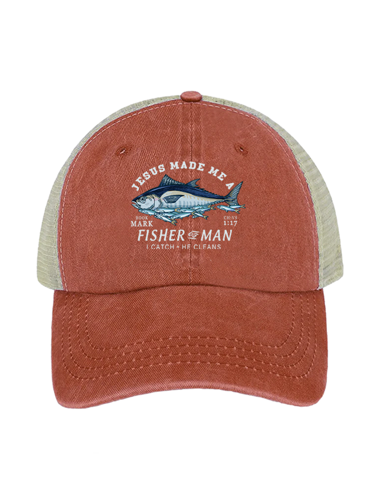 Matthew 4:19 God's Capture Unisex Vintage Washed Meshback Hat