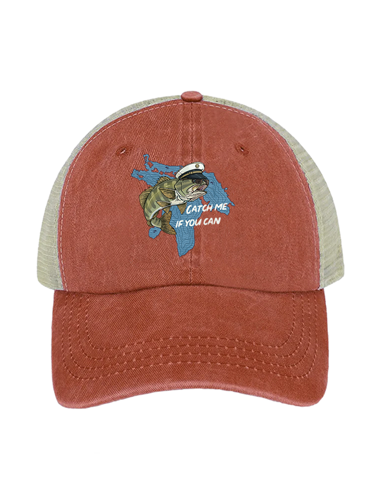 Catch Me If You Can Unisex Vintage Washed Meshback Hat