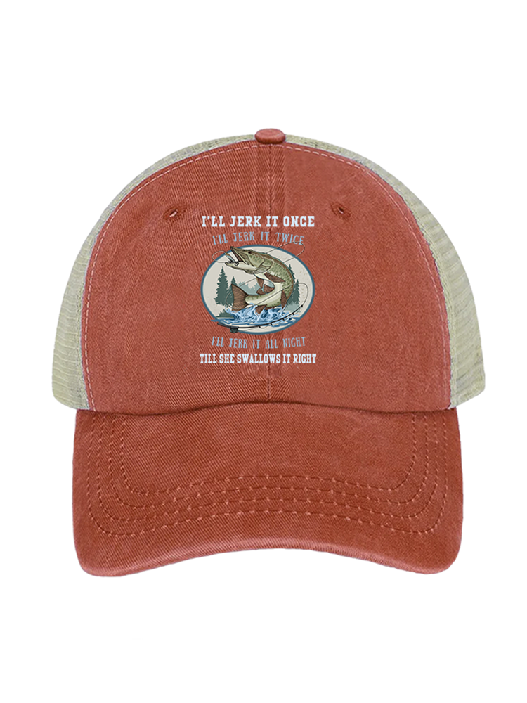 Muskie Madness Jerk and Reel Unisex Vintage Washed Meshback Hat