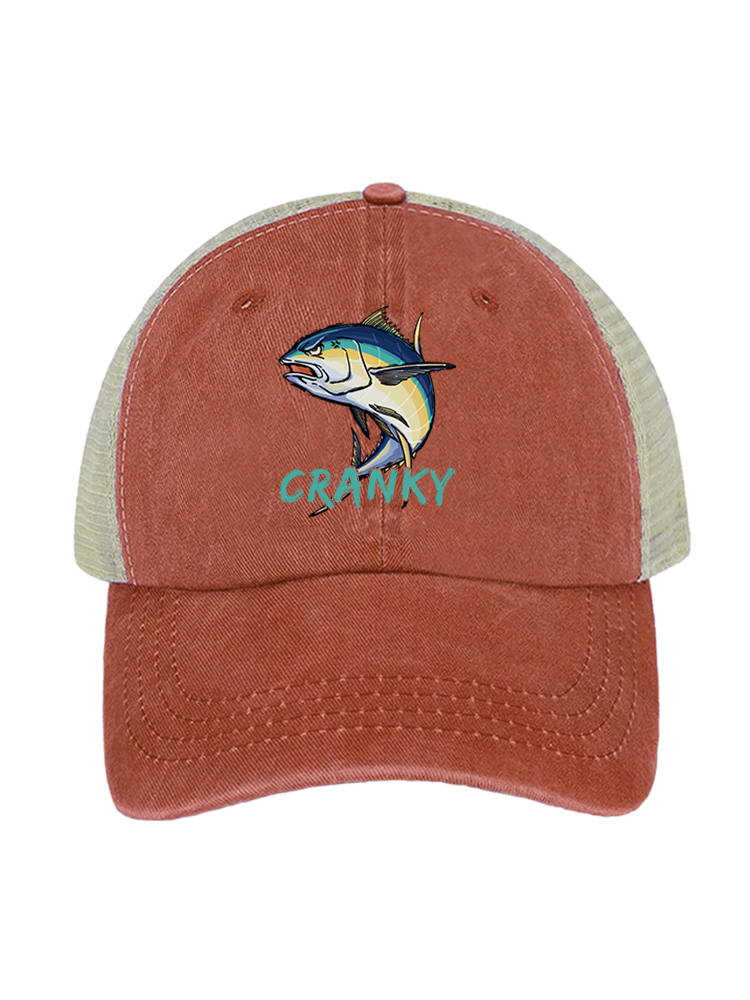 Ocean's Feisty Cranky Tuna Unisex Vintage Washed Meshback Hat