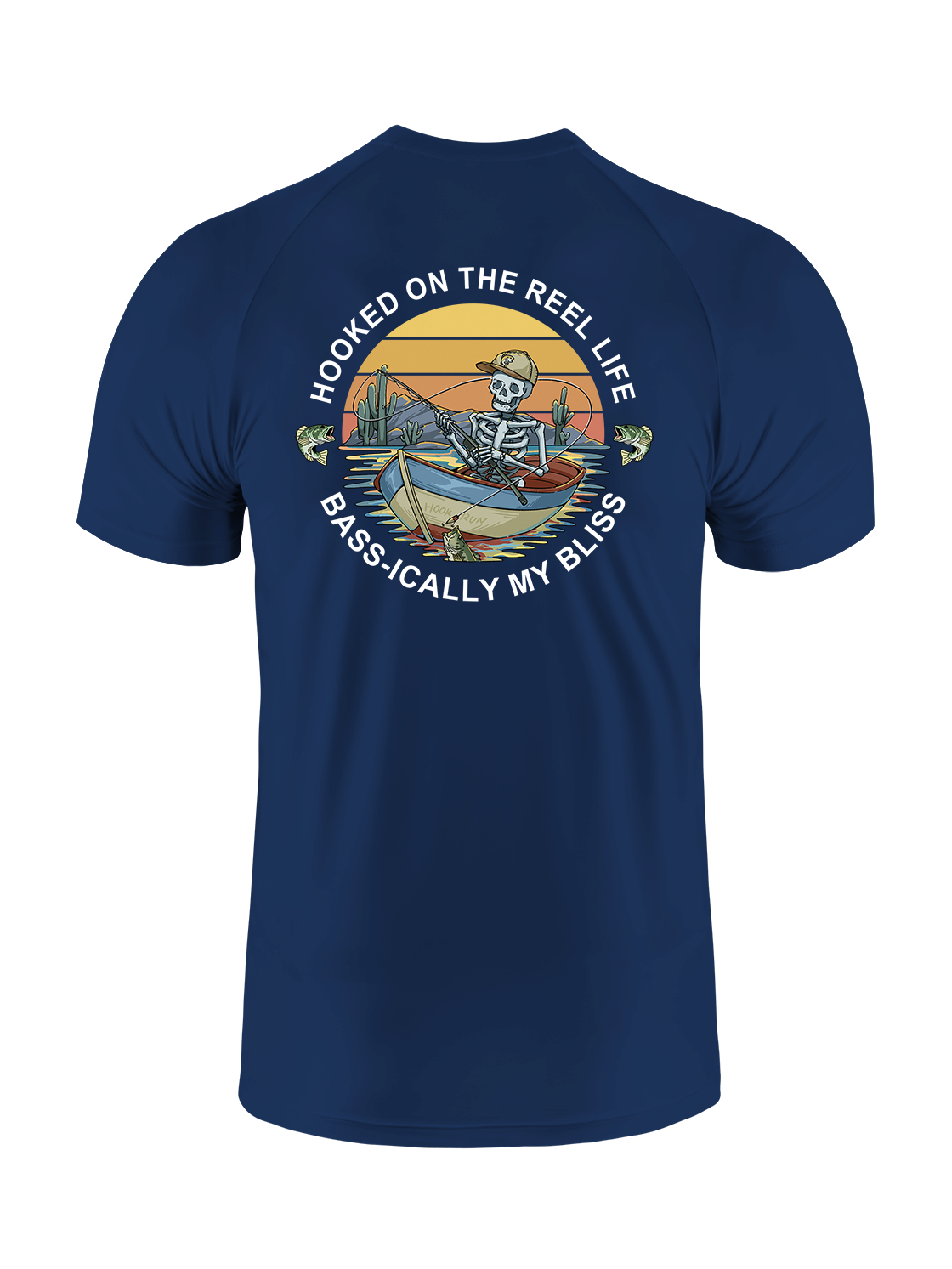 Skeleton Fishing Humor UPF Tee