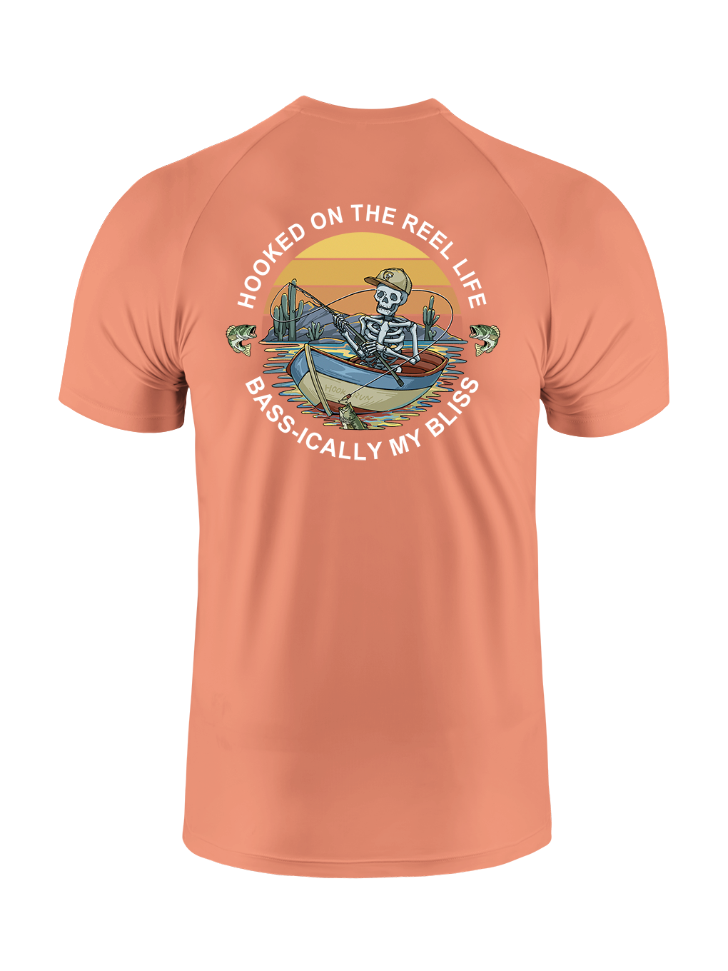 Skeleton Fishing Humor UPF Tee