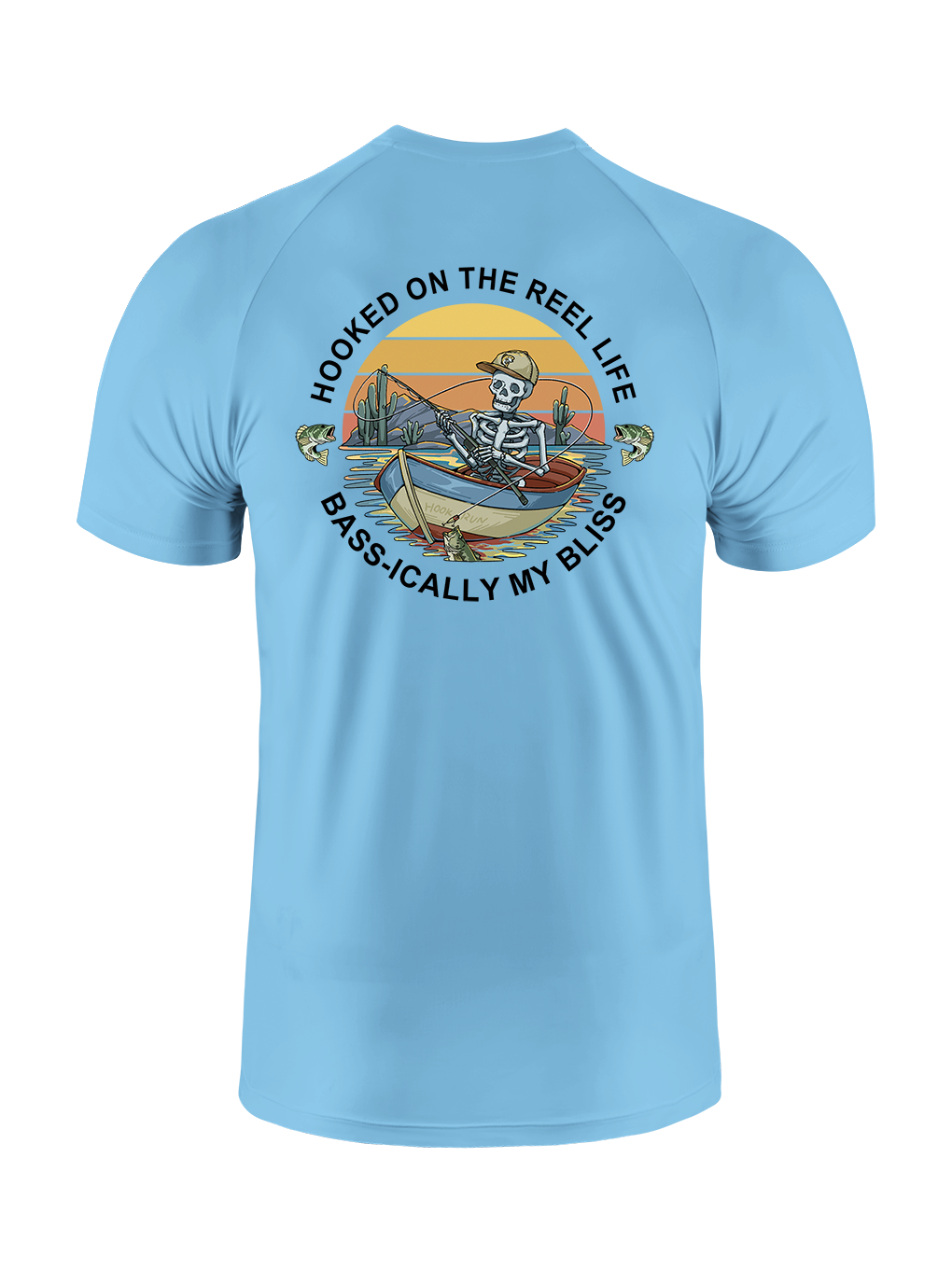 Skeleton Fishing Humor UPF Tee