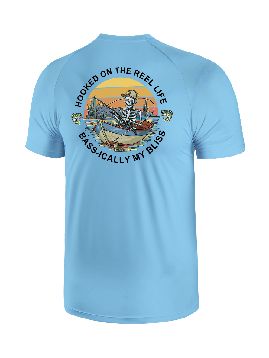 Skeleton Fishing Humor UPF Tee