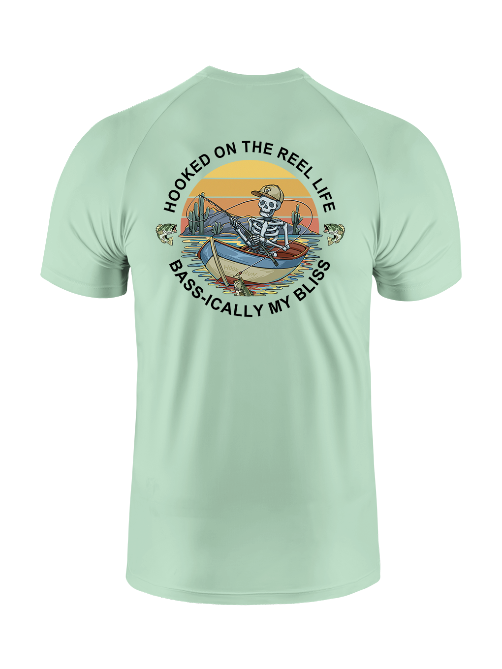 Skeleton Fishing Humor UPF Tee