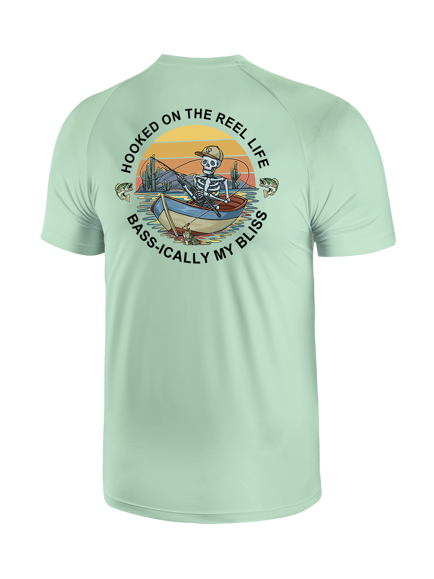 Skeleton Fishing Humor UPF Tee