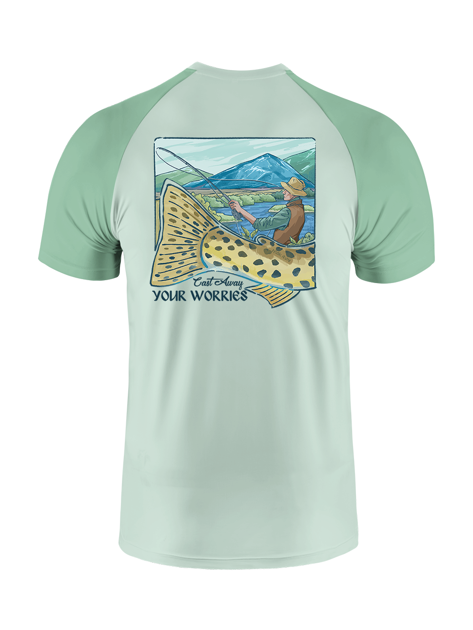 Cast Away Your Worries Gradient Fishing Tee