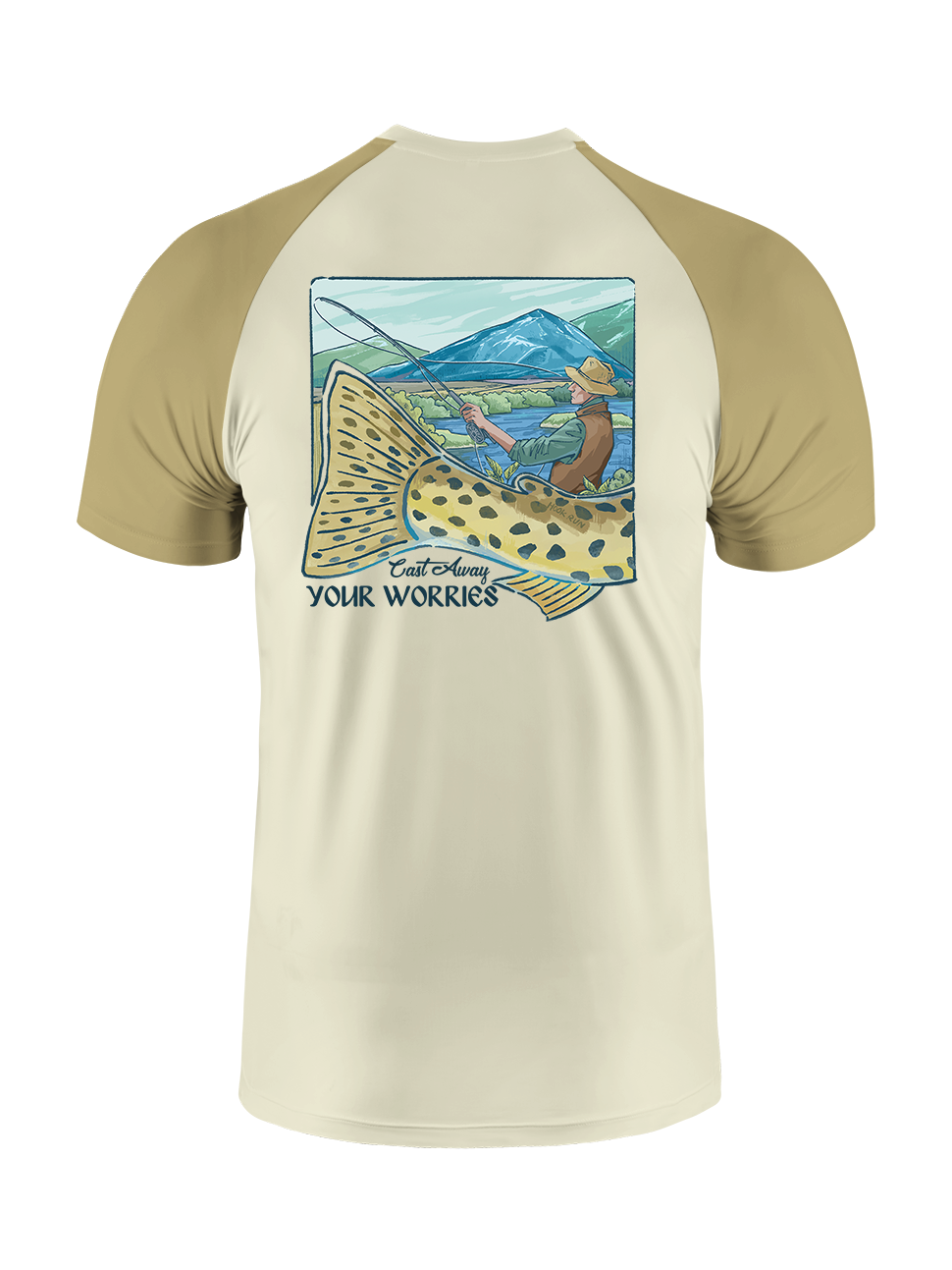 Cast Away Your Worries Gradient Fishing Tee