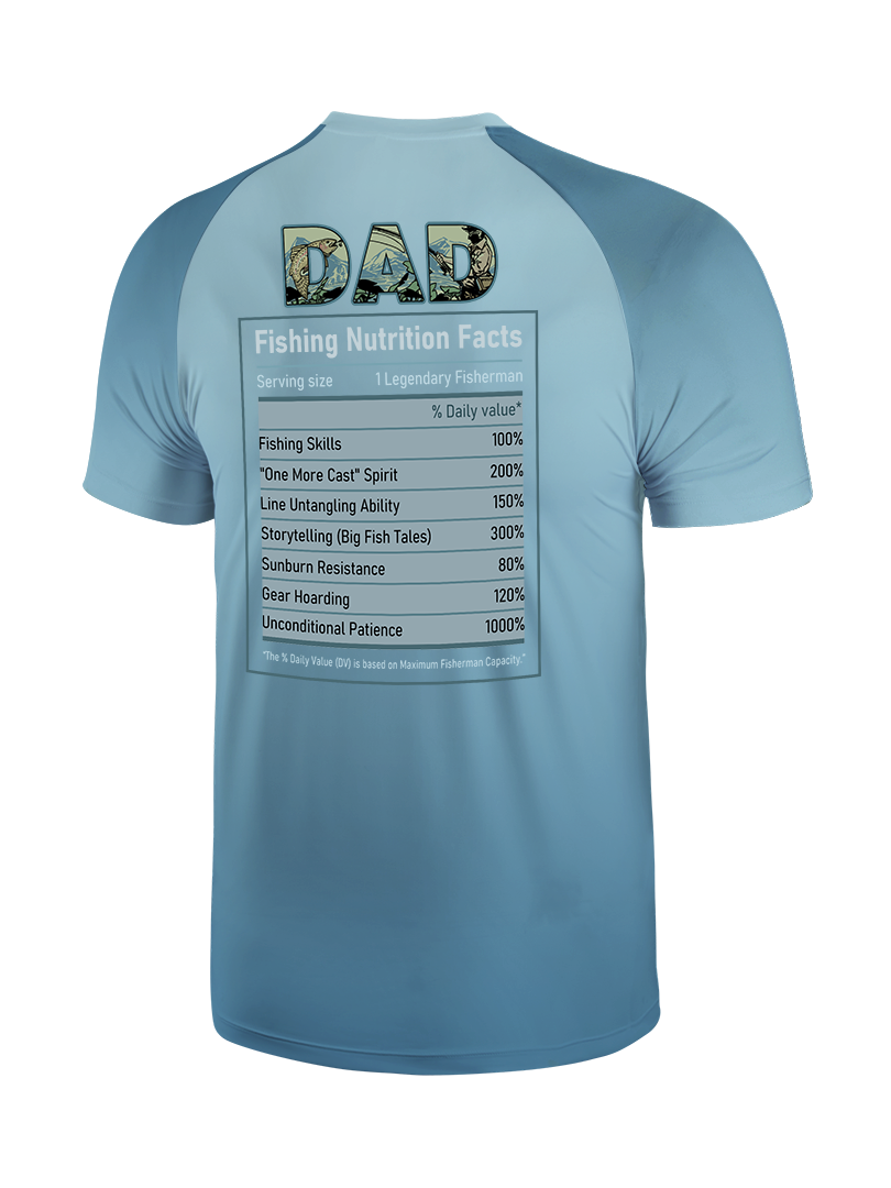 Fishing Dad Nutrition Facts Funny Gradient Fishing Tee