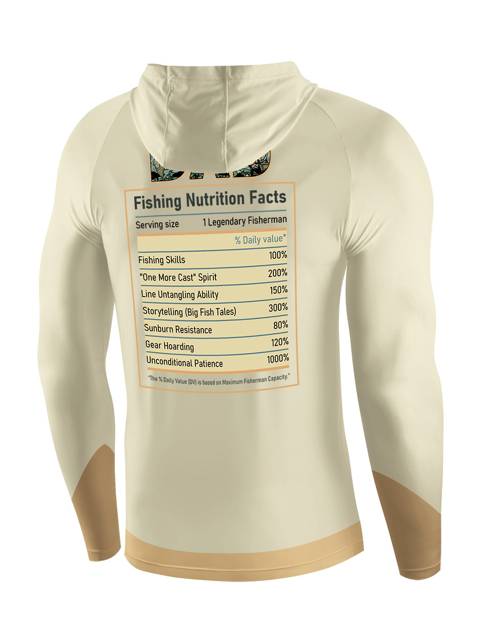 Fishing Dad Nutrition Facts Funny UPF Hoodie