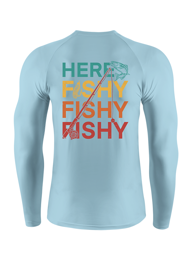 Here Fishy Fishy Fishy Fun UPF Long Sleeve Shirt
