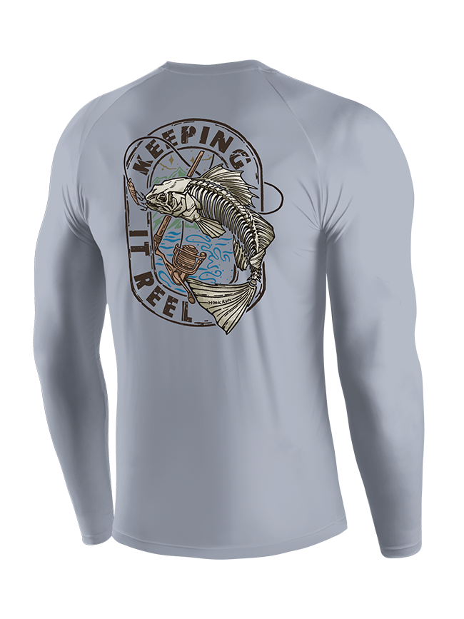 Keeping It Reel Bass Skeleton UPF Long Sleeve Shirt