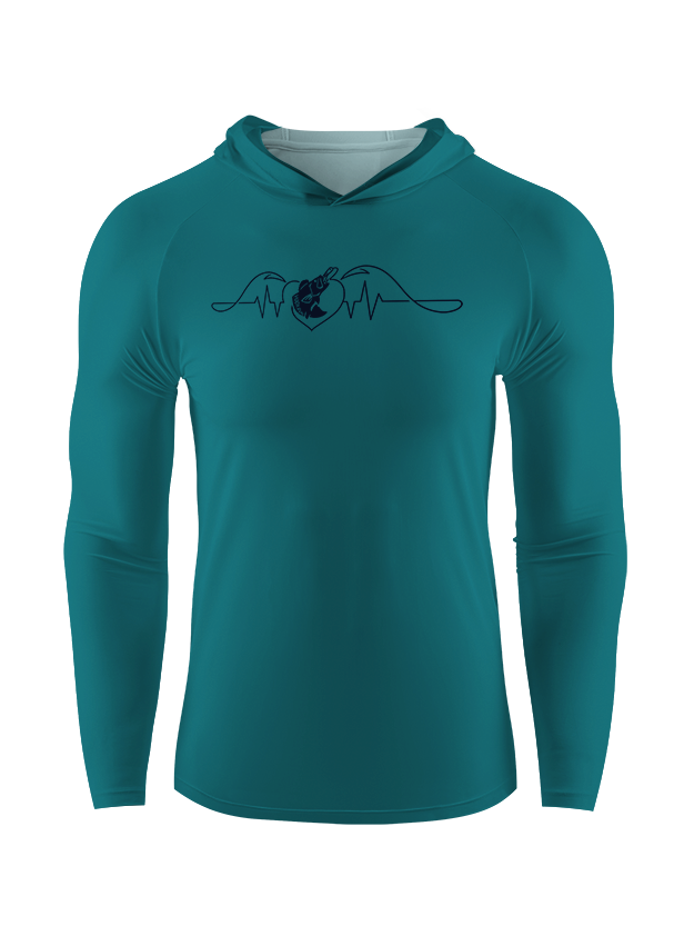Fishing Heart Beat Pulse UPF Hoodie