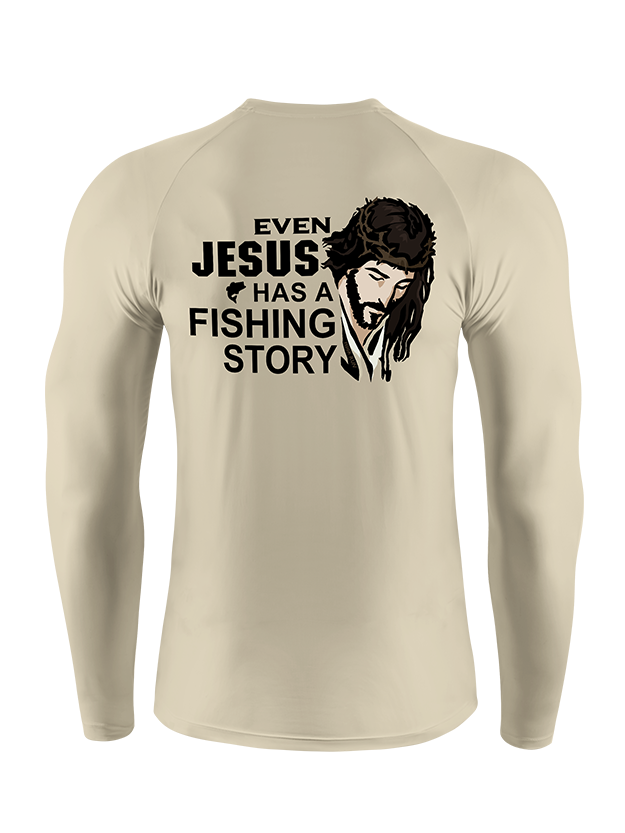 Even Jesus Has a Fishing Story Artistic Portrait  UPF Long Sleeve Shirt