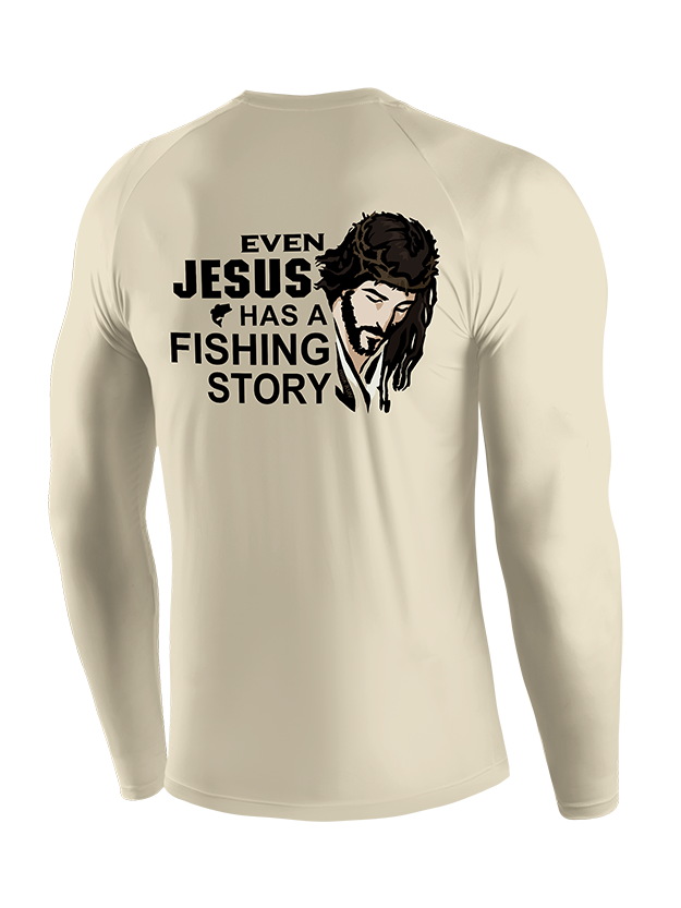 Even Jesus Has a Fishing Story Artistic Portrait  UPF Long Sleeve Shirt