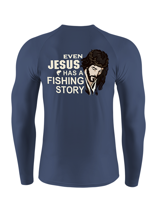 Even Jesus Has a Fishing Story Artistic Portrait  UPF Long Sleeve Shirt