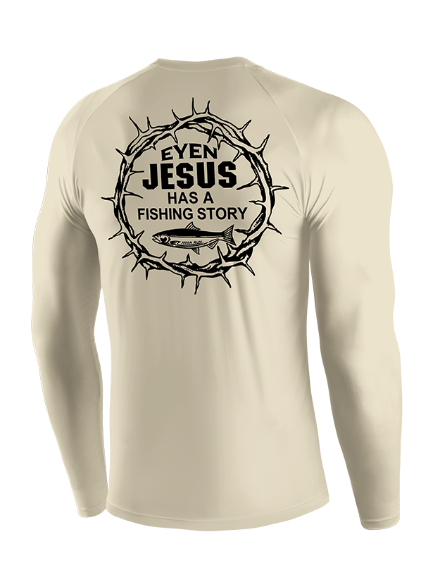 Jesus Fishing Story Crown of Thorns  UPF Long Sleeve Shirt