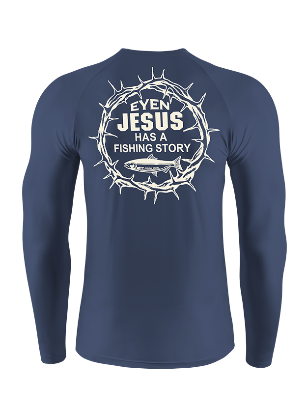 Jesus Fishing Story Crown of Thorns  UPF Long Sleeve Shirt