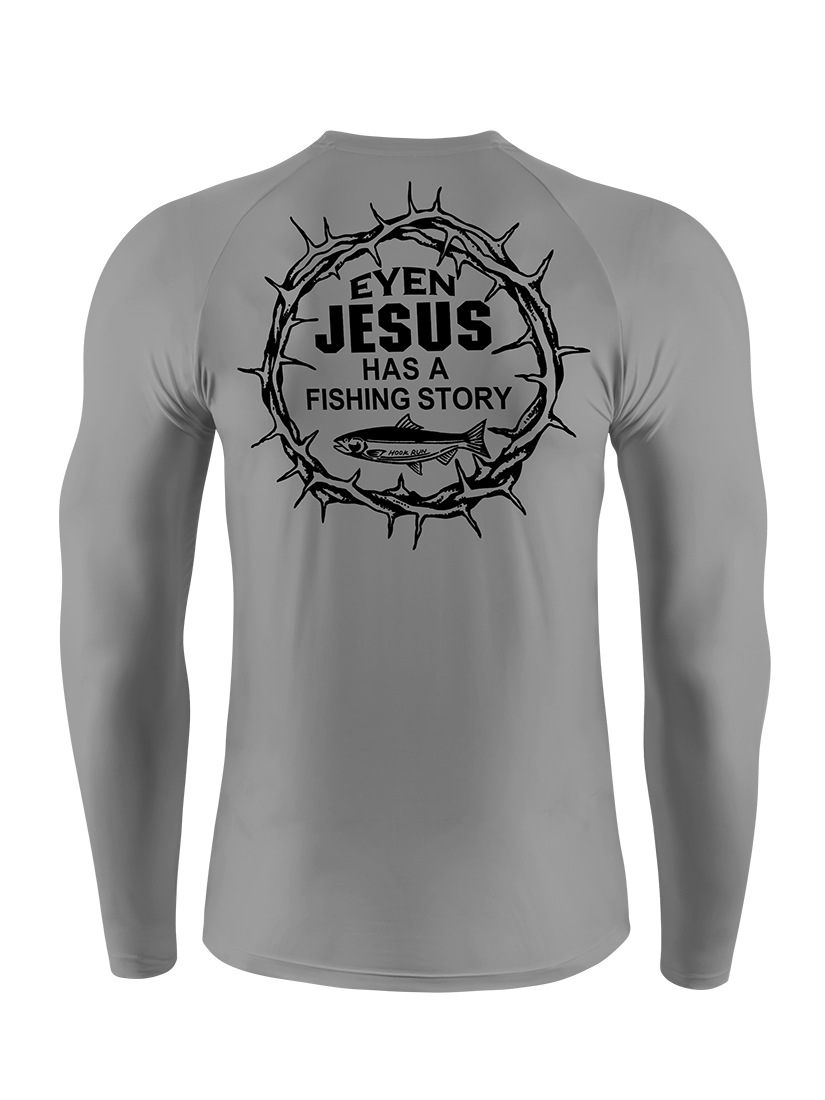Jesus Fishing Story Crown of Thorns  UPF Long Sleeve Shirt