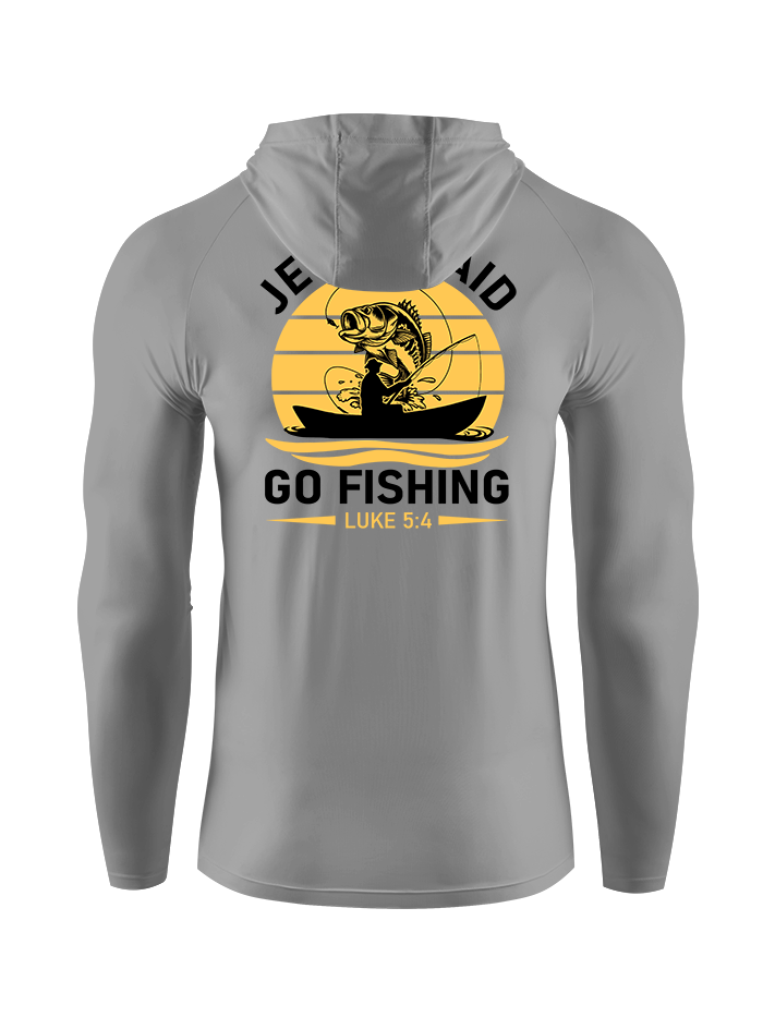 Jesus Said Go Fishing Inspirational Fishing  UPF Hoodie