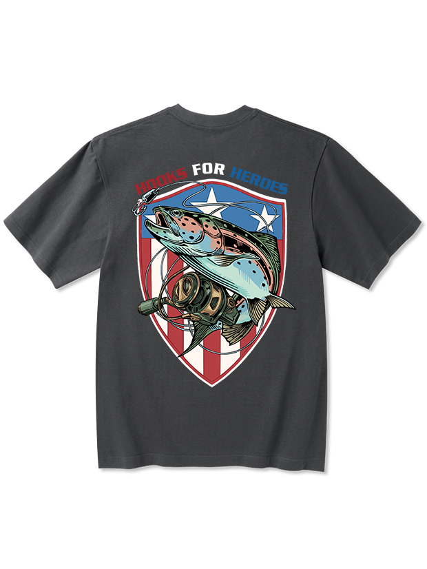 Hooks for Heroes Shield Unisex Heavyweight Cotton T-Shirt