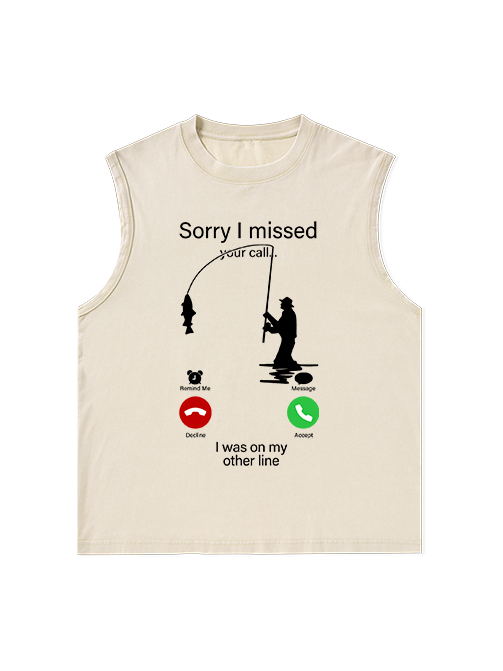 I Was on My Fishing Line Funny Unisex Washed Cotton Tank