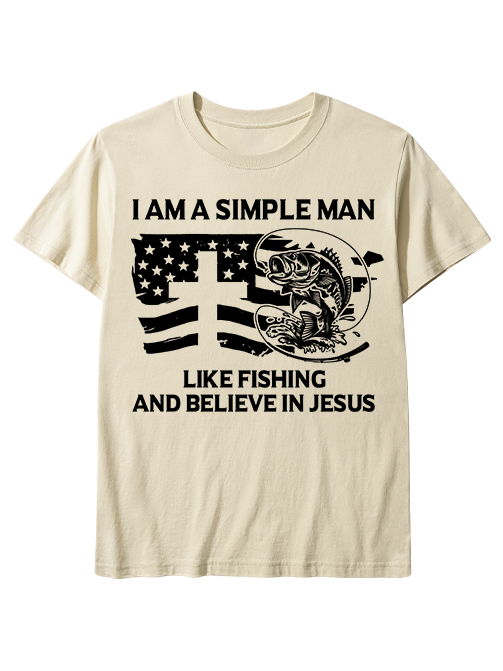 Simple Man Like Fishing And Believe In Jesus Unisex Classic Cotton Tee