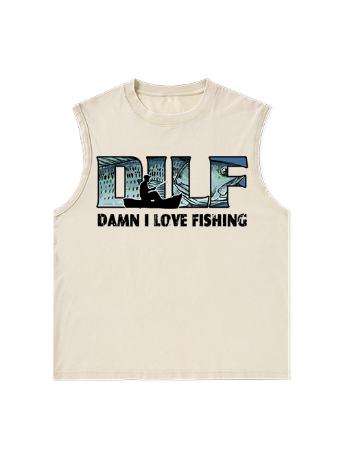 Damn I love Fishing Humor Unisex Washed Cotton Tank