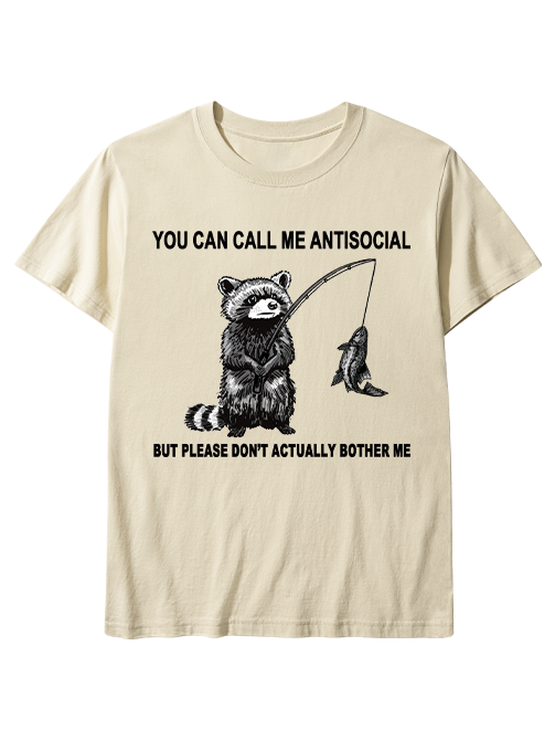 Antisocial Raccoon Fishing Humor  Unisex Classic Cotton Tee