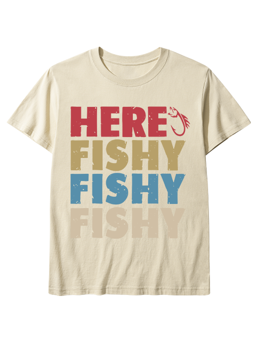 Here Fishy Fishy Fishy Playful And Colorful Unisex Classic Cotton Tee