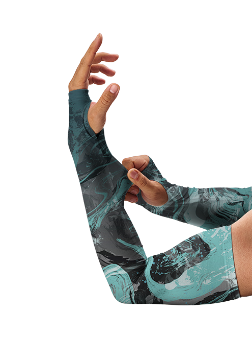 Abstract Dynamic Water Swirl Full Print Sun Protection Arm Sleeves
