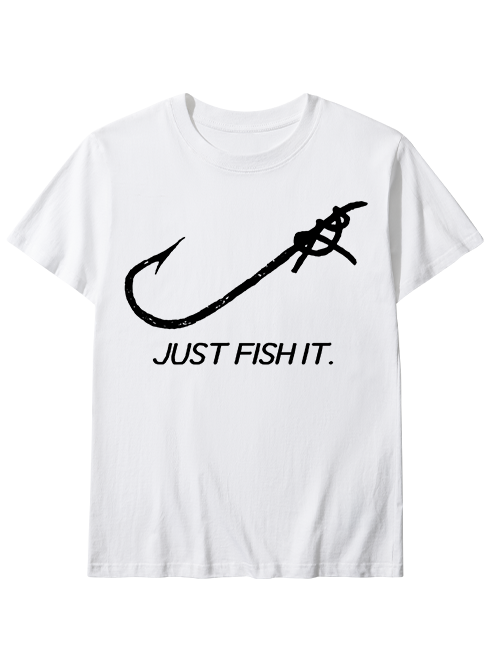 Just Fish It Minimalist Fishing Hook Unisex Classic Cotton Tee