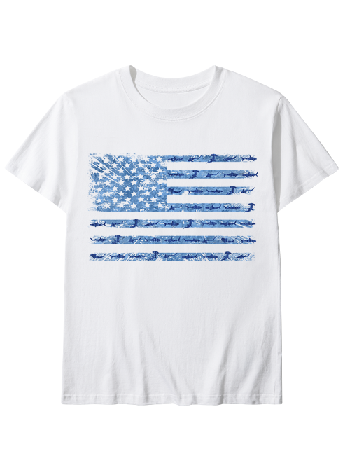 Patriotic Angler American Flag Fishing Unisex Classic Cotton Tee
